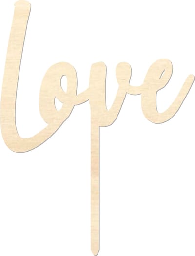Houten caketopper / taarttopper - Love - Taart / Cake topper op bestelling gemaakt