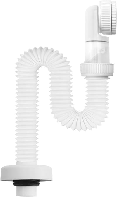 Flexibele afvoerslang 1/4 inch, 360° verstelbare sifon met apparaatverbinding, ruimtebesparende sifon voor wastafel en geurafsluiting