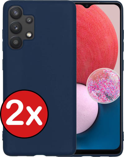 Hoesje - 2 Stuks - Geschikt voor Samsung Galaxy A13 4G - Sterk & Shockproof - Telefoonhoes - Back Cover - Case Siliconen - Telefoon Hoes - Donkerblauw