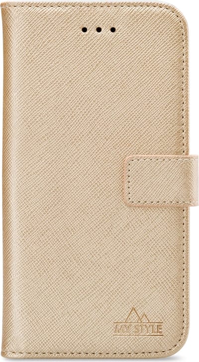 My Style Telefoonhoesje geschikt voor Samsung Galaxy A22 4G Hoesje | My Style Flex Wallet Bookcase Portemonnee | Pasjeshouder voor 3 Pasjes | Telefoonhoesje voor Pinpas / OV Kaart / Rijbewijs - Goud
