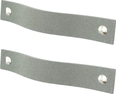 2x Leren handgrepen 'platte greep' XS - SUEDE GREY  (12,6 x 2,5 cm) - incl. 3 kleuren schroefjes (handgreepjes - leren grepen - greepjes - leren lusjes)