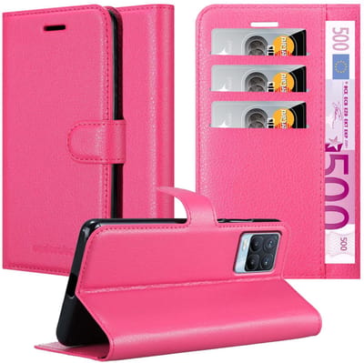 Cadorabo Hoesje geschikt voor Realme 8 4G / 8 PRO in KERSEN ROZE - Beschermhoes met magnetische sluiting, standfunctie en kaartvakje Book Case Cover Etui