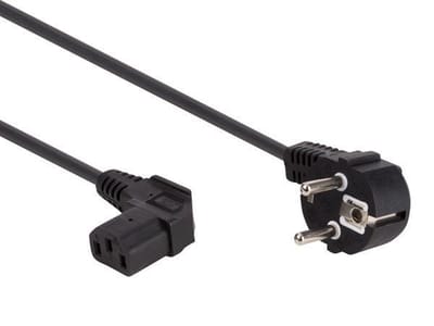 Perel Voedingskabel, H05VV-F 3G1, 2.5 m, 10 A/230 V, 2500 W, type E/F 90° naar C13 90°, voor binnen, pvc, zwart