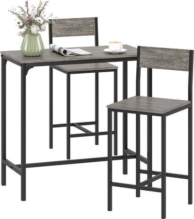 HOMCOM Bartafelset - Metaal - 89 x 45 x 87 cm - Donkergrijs