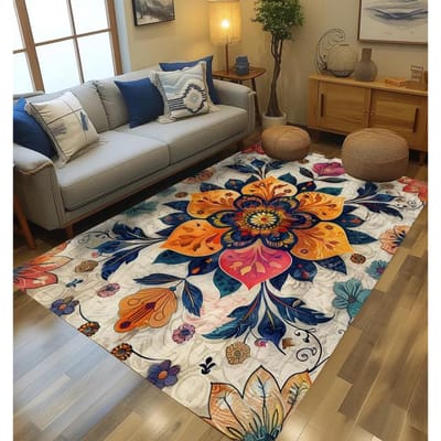 Boho Chic Elegantie Bloemig Tapijt Turks Traditioneel Uniek Wasbaar Antislip Tapijt Verweerd Groot Gebied Tapijt, Tapijten voor Woonkamer 50X80cm