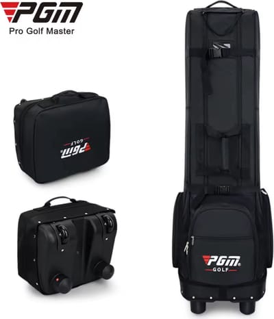 PGM Golf Reistas - Golfreistas - Opvouwbare Verrijdbare Reiskoffer met Hardcase Onderkant - Zwart