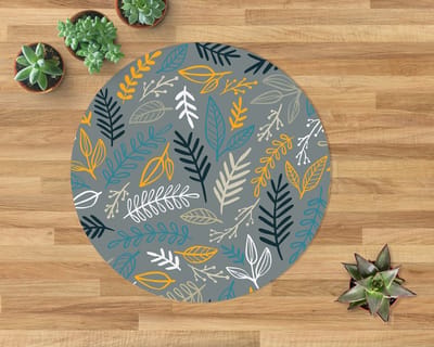 Coloray Vloerbeschermer - Bladeren en takjes Stoel Mat - 100x100 cm - Veelkleurig Vloerbeschermer Harde Vloer - Motif Vloerbeschermer - Mótif Vloerbeschermer - Ronde Mat - Natuur Thema