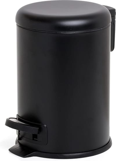 Badkameremmer met voetpedaal - roestvrij staal - 3 liter - zwart - BPA-vrij - 175x225x25 cm