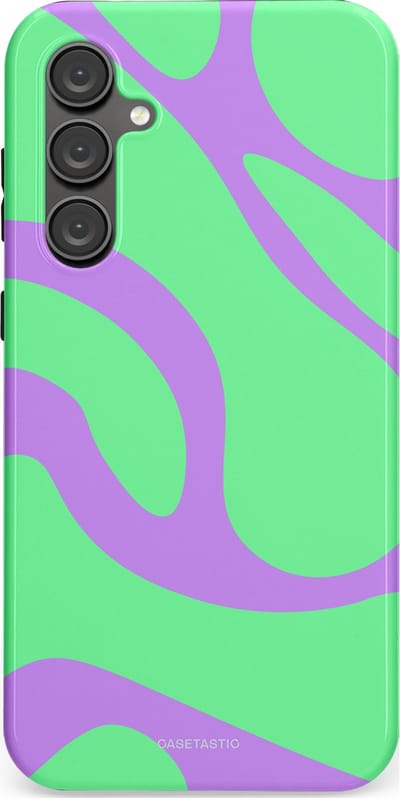 Casetastic Hoesje Geschikt voor Samsung S23 FE - Stijlvolle Beschermende Duo-layer Case - Pastelgolven Mint-Lila