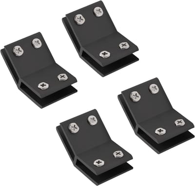 Dailygoods- Glasklem 4 Stuks - Verstelbare Zwarte Aluminiumlegering - Dubbelzijdige Steunbeugel - 135 Graden - Antislip en Schokbestendig - Glasklemmen