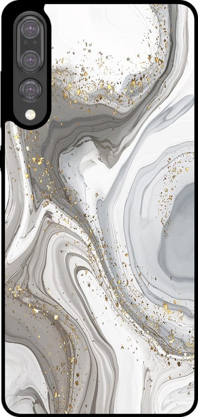 Smartphonica Telefoonhoesje Geschikt voor Huawei P20 Plus met marmer opdruk - TPU backcover case marble design - Zilver geschikt voor Huawei P20 Plus