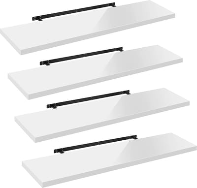 Set van 4 wandplanken - Displayplanken - Opbergplanken - Duurzame MDF-constructie - Veelzijdige en eenvoudige installatie - Meerdere lengtes x 22,9 cm x 3,8 cm
