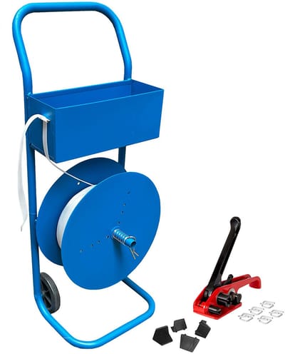 Kortpack - Starterset Polyesterband 16mm - verrijdbaar - 1 rol - 1 haspel - 1 spanner - 100 hoeken - 500 gespen - (031.0223)