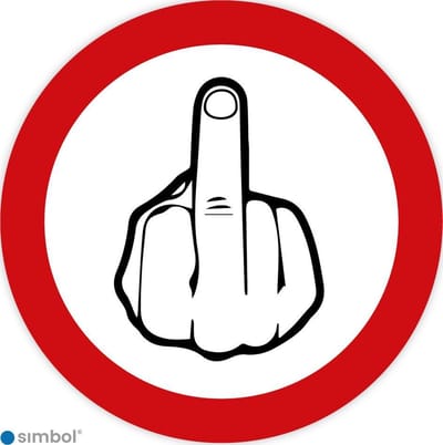 Simbol - Sticker Middelvinger - Duurzame Kwaliteit - Formaat ø 5 cm.