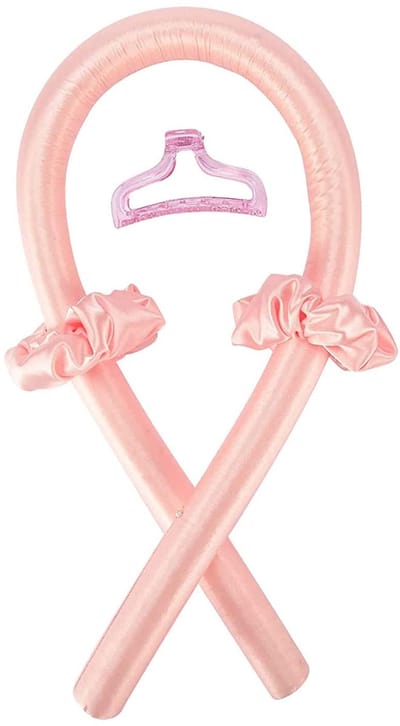4 delig Heatless Curl Set- Incl. Scrunchies en Haarklem -Haarrollers - Krullen Zonder Hitte - Krullend Haar Producten - Haarkruller - Complete Set-Roze