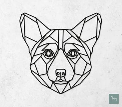 Laserfabrique Wanddecoratie - Geometrische Hond Welsh Corgi - Medium - Zwart - Geometrische dieren en vormen - Houten dieren - Muurdecoratie - Line art - Wall art