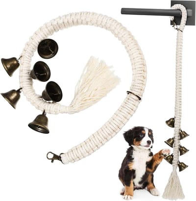 Huisdier Deurbel Touw - Hond Deurbel - Zindelijkheidstraining Honden - Verstelbare Lengte - 2 Stuks 80 cm - Wit Brons