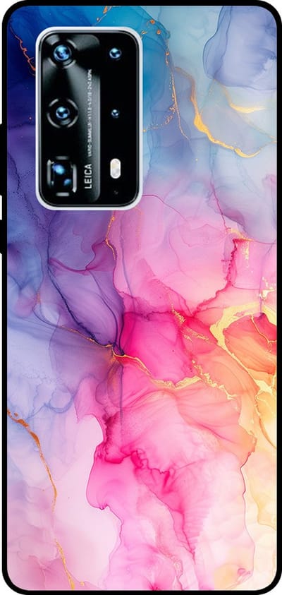 Smartphonica Telefoonhoesje Geschikt voor Huawei P40 Pro Plus met marmer opdruk - TPU backcover case marble design - Regenboog geschikt voor Huawei P40 Pro Plus