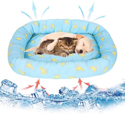 Koelmat-koelmat hond-hondenkennel-Koelend hondenmatras - Zelfkoelende huisdiermat voor de zomer - IJszijden hondenmatras - Kattenmatras - Blauw - 45 x 40 cm - S