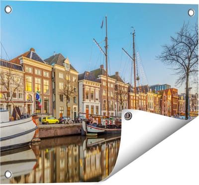 Gards Tuinposter Groningen Hoge der A Haven - 50x40 cm - Tuindoek - Tuindecoratie - Wanddecoratie buiten - Tuinschilderij