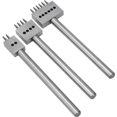 3 Stuks Prong Beitel Zilver Gereedschapsstaal 2 4 6 Tanden DIY Handgemaakt Leer Gat Pons(6 mm )