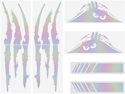 Dailygoods- Auto Sticker 6 Stuks - Reflecterende Stickers - Monster Ogen - Klauw Markeringen - Zelfklevende Decoratie - Waterdicht en Duurzaam - Autodecal