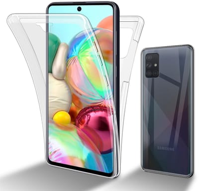 Cadorabo Hoesje geschikt voor Samsung Galaxy A51 5G in TRANSPARANT - 360° Full Body Case Cover Beschermhoes Voor- en achterbescherming, all-round bescherming met displaybescherming