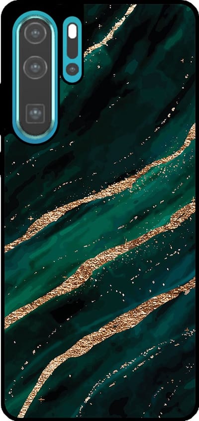 Smartphonica Telefoonhoesje Geschikt voor Huawei P30 Pro met marmer opdruk - TPU backcover case marble design - Groen Goud geschikt voor Huawei P30 Pro