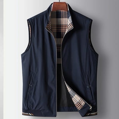 Gilet pour Homme Printemps et Automne Col Montant Gilet Business Décontracté Gilet Tendance Veste Sans Manches Haut de Gamme 3XL bleu