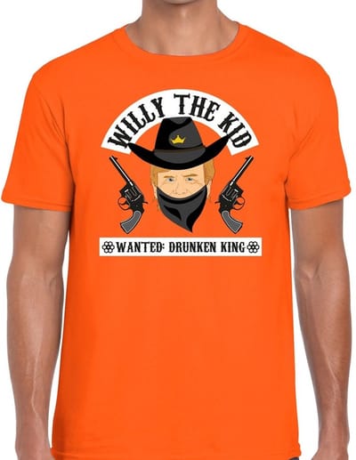 Oranje Alexander Willy the Kid cowboy shirt / t-shirt oranje heren - Koningsdag kleding S