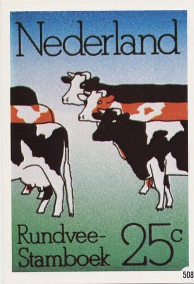 Briefkaart met afbeelding Rundvee-Stamboek postzegel