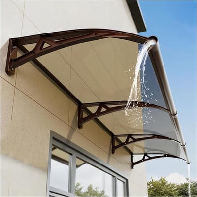 Buitenluifel Terrasdeur - Regenhoes Dakrand - Bescherming Buiten - Met Afvoergoot - 80 x 80 cm - Bruin Zwart
