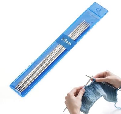 Coopay Mentall breinaalden, set van 5 stuks, 2,5 mm breinaalden, 15 cm lengte, breinaalden voor sokken, sjaals, mutsen, huisdieren, truien, sokken breien voor beginners, sokkennaalden 2,5 mm