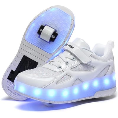 Wegloopplankjes Nieuwe Dubbele Wielen Verwijderbaar Verborgen Opladen Kinderen Lichtgevende Rolschaatsen met Verlichting 35