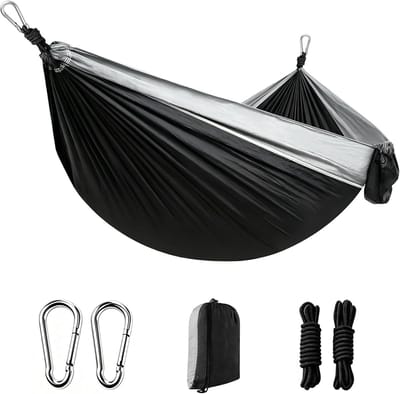 Hangmat Camping Ultralicht, 300 kg Draagvermogen, 270 x 140 cm Valscherm Nylon Ademend & Snel Drogend, Incl. Boomvriendelijke Riemen, Mosketons & Draagtas voor Tuin, Strand en Wandelen
