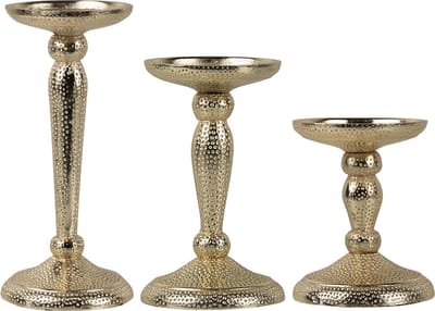 kandelaar gehamerd champagne goud 12,5x10 cm