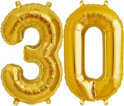 Grote Folieballon Cijfer 30 Goud - Reuzen Ballon 100 cm voor Feest en Verjaardag
