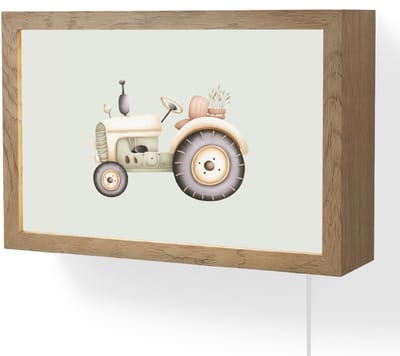 Wandlamp 30x20 cm - Oplaadbaar - Vintage - Tractor - Pastel - Wandlampen binnen woonkamer - Slaapkamer lamp met kabel - Decoratieve nachtlamp - Vloerlamp snoer