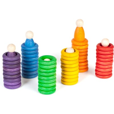 Grapat nins poppetjes, ringen en munten 60 stks 18 mnd+