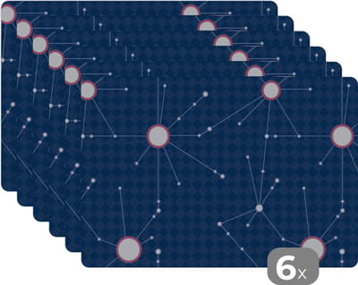 Placemat - Placemats kunststof - Ruimte - Astronomie - Patronen - 45x30 cm - 6 stuks - Hittebestendig - Anti-Slip - Onderlegger - Afneembaar