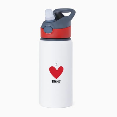 Hacebo® - Ik hou van tennis waterfles met rietje rood - Tennis - Tennisers - Sport - cadeau voor een tennisser - tennisster - water fles - 650ML
