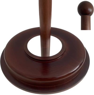 Houten Vlaggenstandaard Donker met Voet en Mast – Beukenhout Gelakt – Ø350 mm Zware Voet 4 kg – RVS Details – Indoor