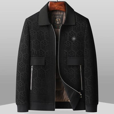 Herfst en Winter Jacquard Gebreide Revers Jeugd Zakelijk Dons Warm Casual Jas Trend 185