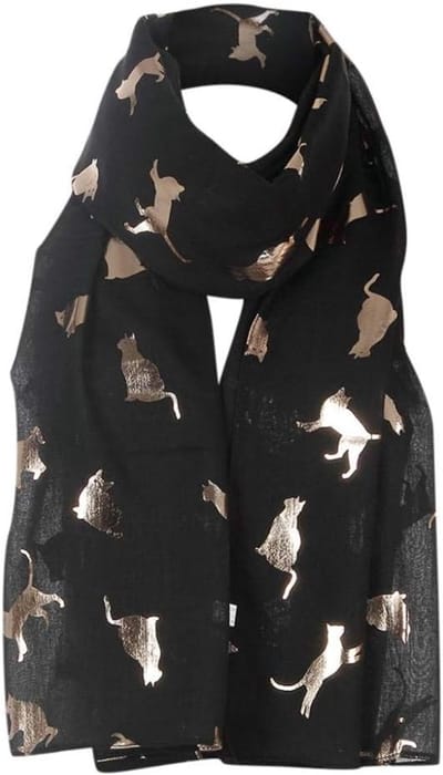 Dames Sjaal - Chiffon Sjaal - Mode Accessoire - Uniek Kattenprint - 180x70 cm - Graffiti Stijl