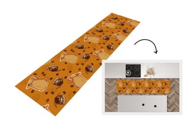 Keukenloper - Loper keuken - Koffie - Patronen - Koffiebonen - 200x50 cm - Keukenloper vinyl