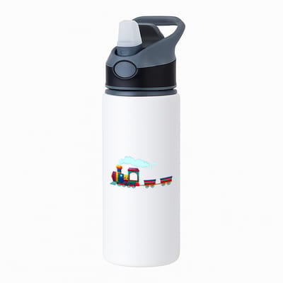 Hacebo® - Treinen waterfles met rietje zwart - Treinmachinist - Treinmachinisten - spoorvoertuigen - locomotieven - water fles - 650ML