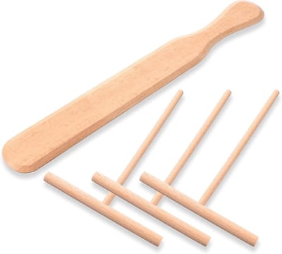 Pannenkoekenverdeler Set - Crêpe Gereedschap - Deeg Gelijkmatig Verdelen - Natuurlijk Beukenhout - 4 Delig - Houtkleur