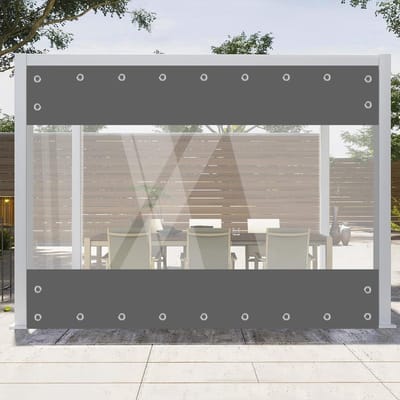 Transparant Zeil - Waterdicht PVC - Buiten Beschermen - Heldere Zichtbaarheid - 2.4 x 4.5m - Grijs