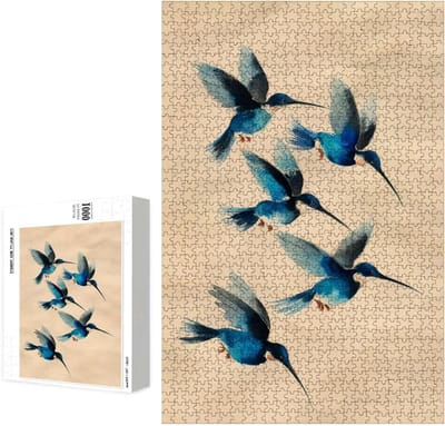 Houten Puzzel - Legpuzzel Stukjes - Ontspanning Thuis - Precisie Gesneden - 3000 Stukjes - Vogel Blauw