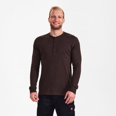 Engel Extend Grandad T-shirt met lange mouwen 9257-565 - MOCHA BROWN - M